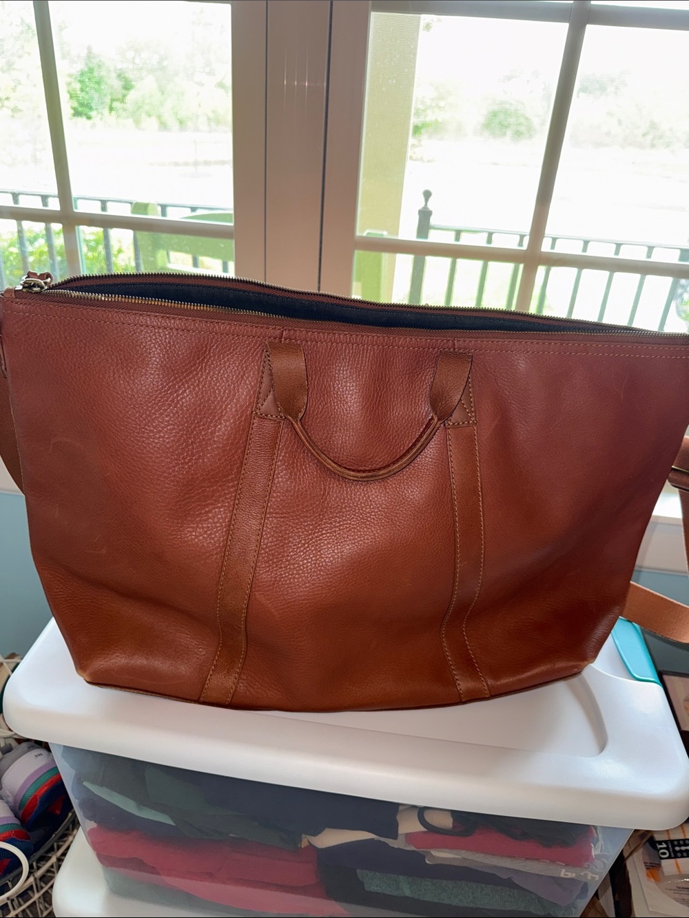 Madewell Classic Leather Transport Weekender Bag - English Saddle Brown - Picture 3 of 8